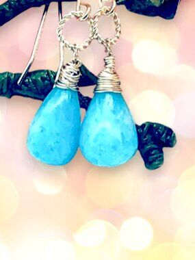 Light Blue Agate Earrings in Sterling Silver